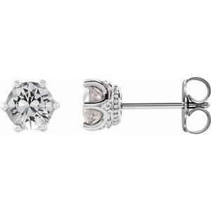 Natural White Sapphire And .03 Ctw Natural Diamond Earrings (Style 87134)