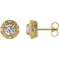Natural White Sapphire And 1/4 Ctw Natural Diamond Earrings (Style 87135)