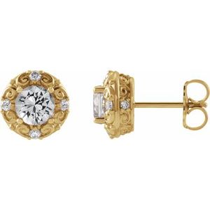 Natural White Sapphire And 1/4 Ctw Natural Diamond Earrings (Style 87135)