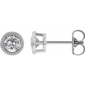 Natural White Sapphire Bezel-Set Earrings (Style 87236)