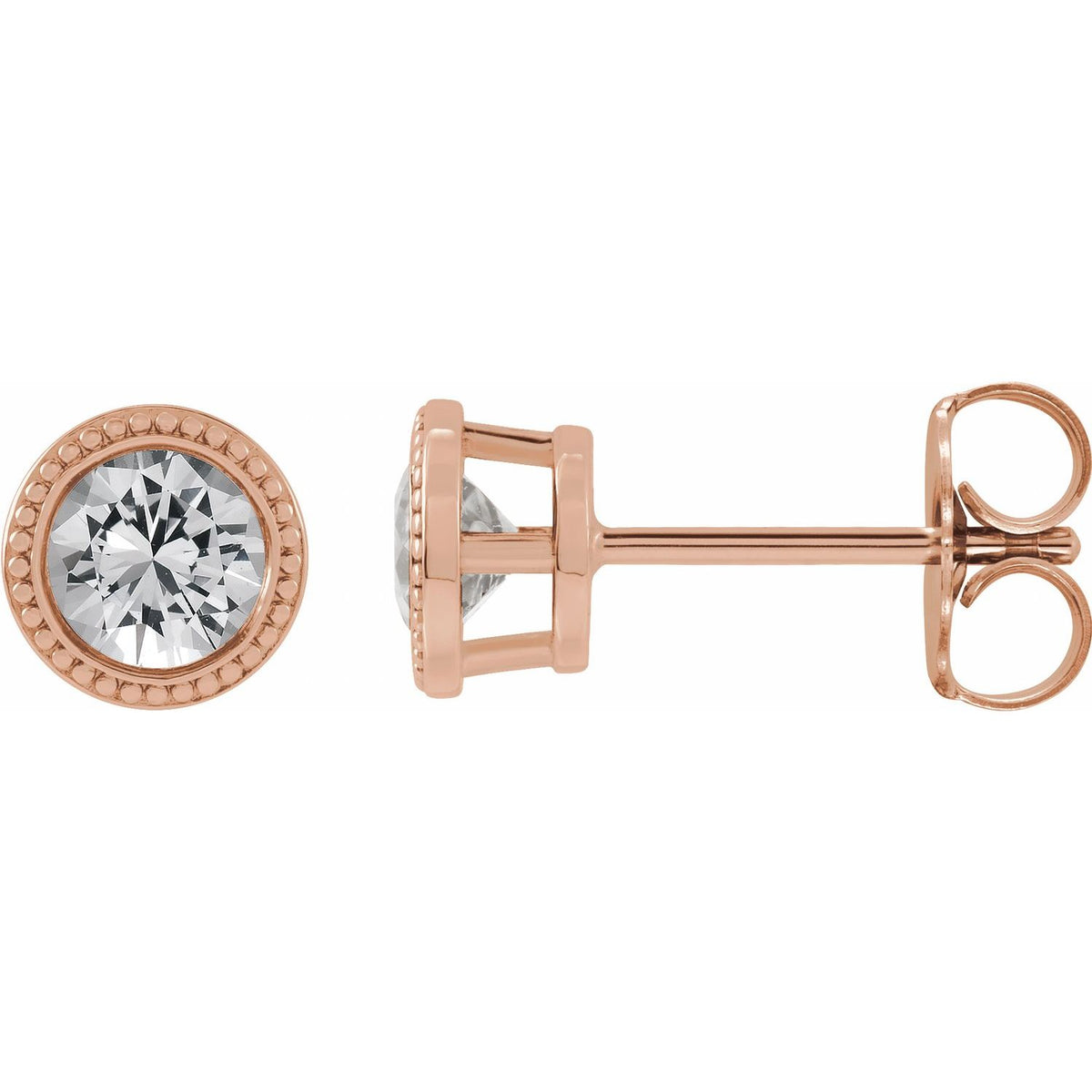 Natural White Sapphire Bezel-Set Earrings (Style 87236)