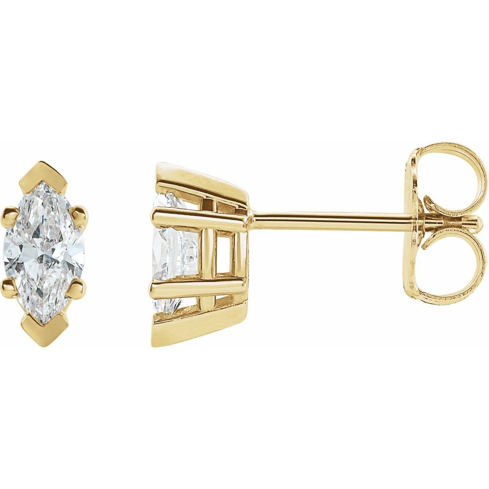 Marquise 6-Prong V-End Stud Earrings