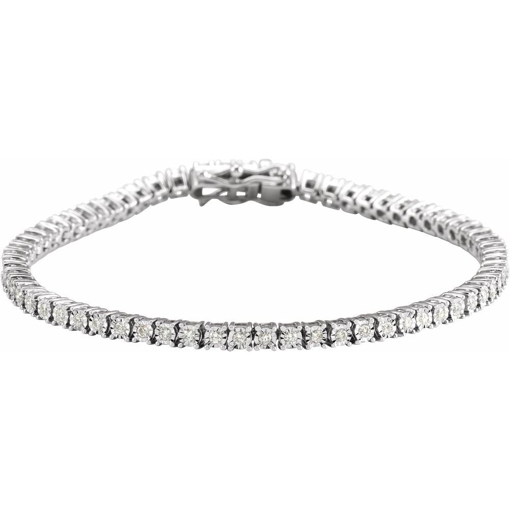 14K White 1 CTW Natural Diamond Illusion-Set Line 7" Bracelet