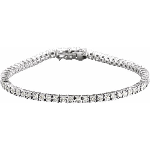 14K White 1 CTW Natural Diamond Illusion-Set Line 7" Bracelet