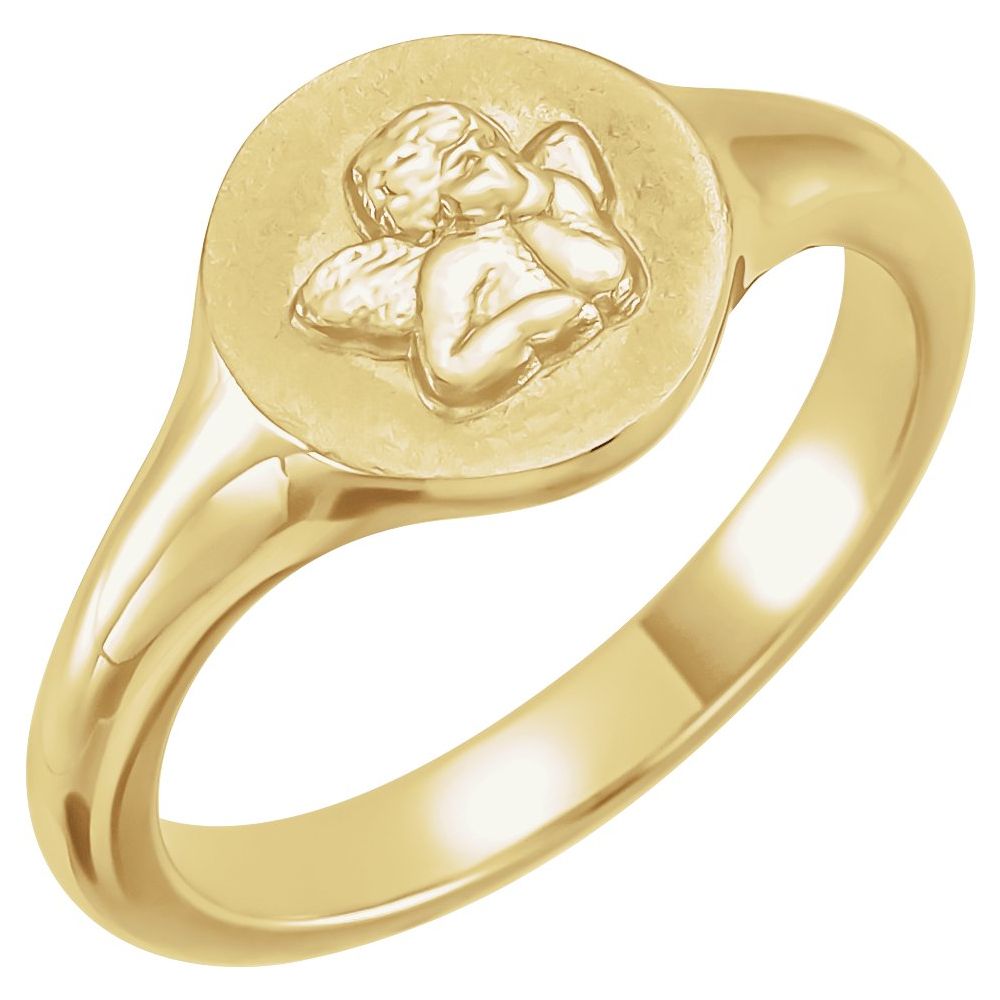 Believer 14K Yellow Gold Cherub Angel Pinky Ring