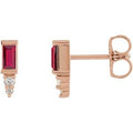 Natural Ruby And .03 Ctw Natural Diamond Bar Earrings (Style 87523)