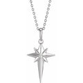 .03 Ctw Natural Diamond Star Cross Necklace (Style R42404)