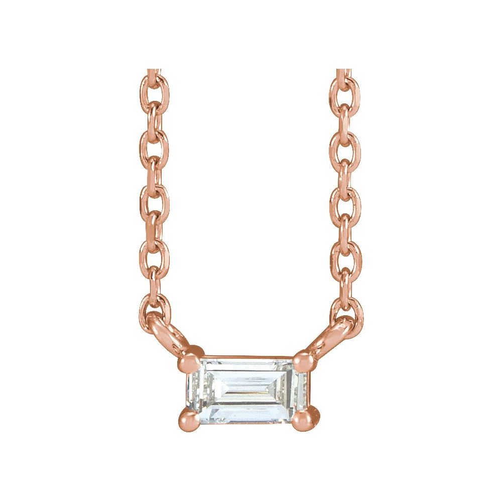 14K Rose Gold 1/8 CT Natural Diamond Solitaire 18" Necklace