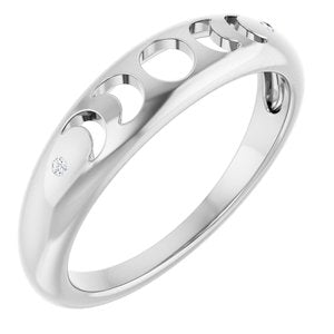 14K White Gold .015 CTW Natural Diamond Moon Phase Ring (Style 124741)