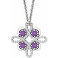 Natural Amethyst And 1/6 Ctw Natural Diamond Necklace (Style 86368)