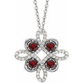 Natural Mozambique Garnet And 1/6 Ctw Natural Diamond Necklace (Style 86368)
