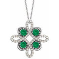 Natural Emerald And 1/6 Ctw Natural Diamond Necklace (Style 86368)