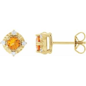Citrine And .08 Ctw Natural Diamond Earrings (Style 653713)