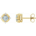 Aquamarine And .08 Ctw Natural Diamond Earrings (Style 653713)