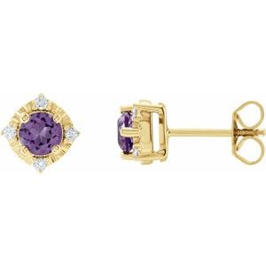 Natural Amethyst And .08 Ctw Natural Diamond Earrings (Style 653713)