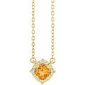 Citrine And .04 Ctw Natural Diamond Necklace (Style 653714)