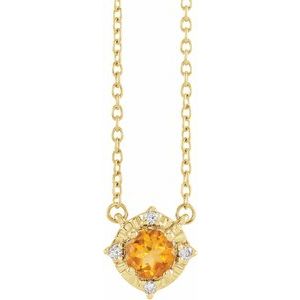 Citrine And .04 Ctw Natural Diamond Necklace (Style 653714)