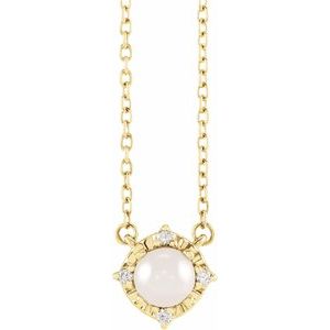 Freshwater Cultured Pearl And .04 Ctw Diamond Necklace (Style 653714)
