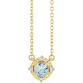 Aquamarine And .04 Ctw Natural Diamond Necklace (Style 653714)