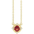 Natural Mozambique Garnet And .04 Ctw Natural Diamond Necklace (Style 653714)