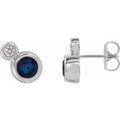 Natural Blue Sapphire And .06 Ctw Natural Diamond Earrings (Style 86888)