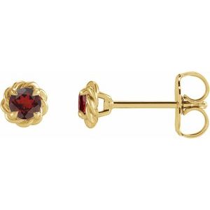 Natural Mozambique Garnet Claw-Prong Rope Earrings (Style 87550)