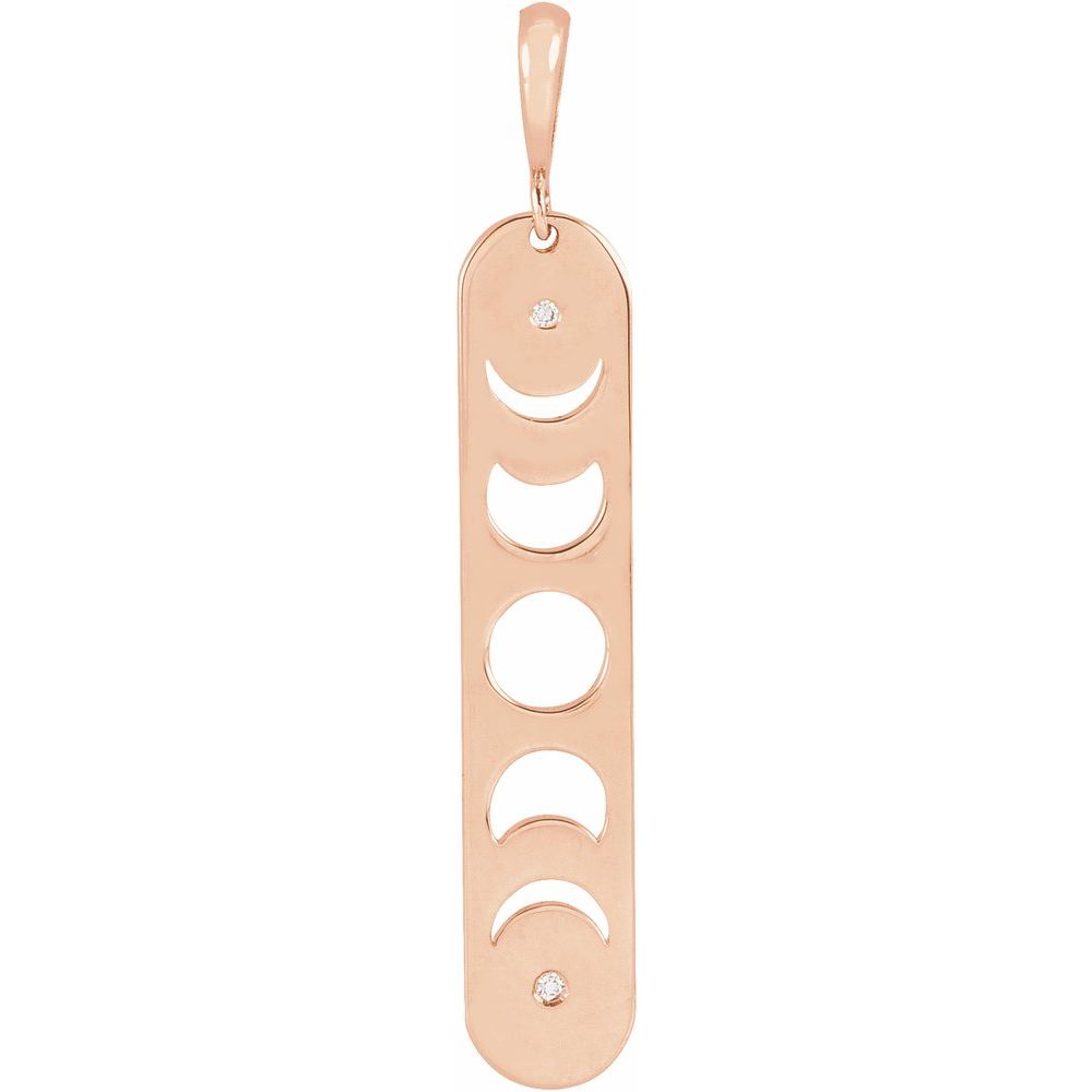 14K Rose Gold .01 CTW Natural Diamond Moon Phase Bar Pendant