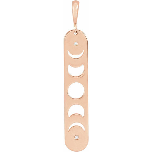 14K Rose Gold .01 CTW Natural Diamond Moon Phase Bar Pendant