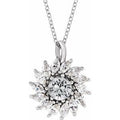 Natural White Sapphire And 5/8 Ctw Natural Diamond Halo-Style Necklace (Style 87232)
