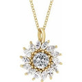 Natural White Sapphire And 5/8 Ctw Natural Diamond Halo-Style Necklace (Style 87232)