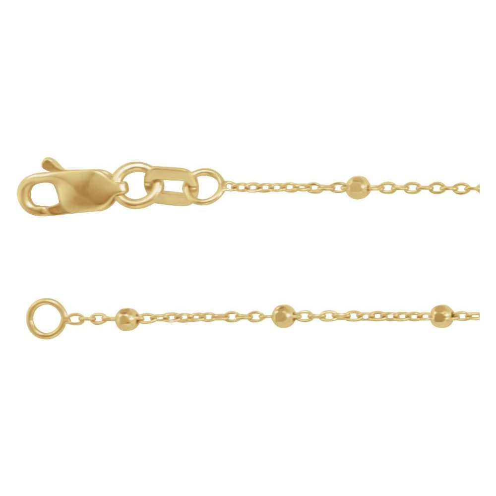 14K Yellow .85 mm Faceted Beaded Cable 18" Chain