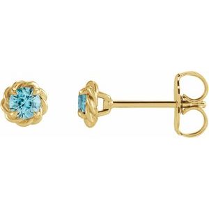 Natural Blue Zircon Claw-Prong Rope Earrings (Style 87550)