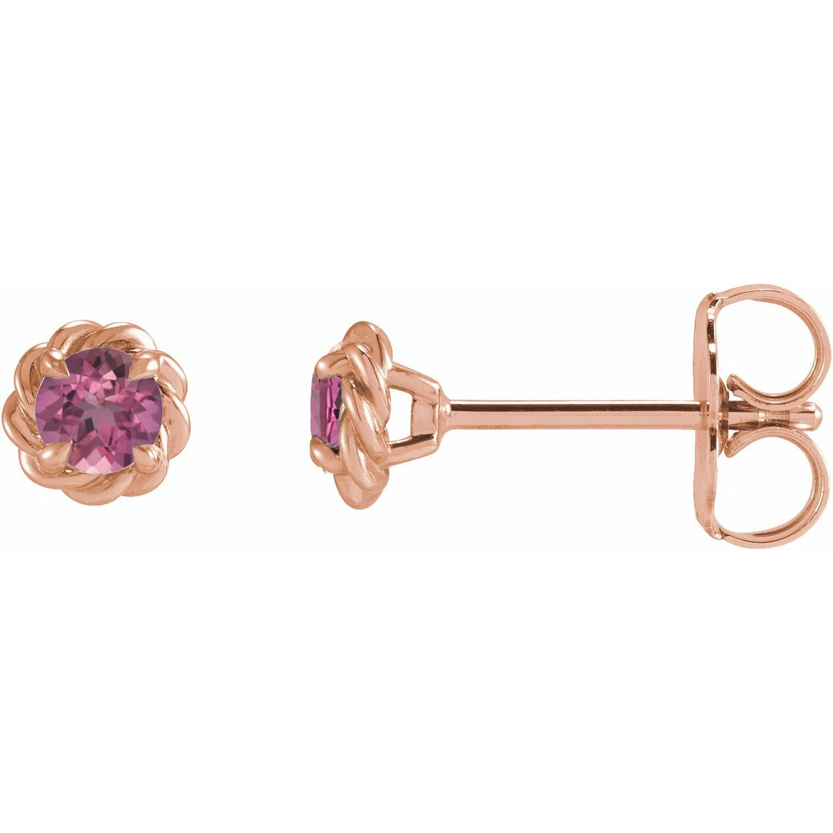 Natural Pink Tourmaline Claw-Prong Rope Earrings (Style 87550)
