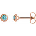 Natural Blue Zircon Claw-Prong Rope Earrings (Style 87550)