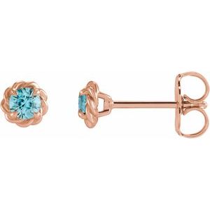 Natural Blue Zircon Claw-Prong Rope Earrings (Style 87550)