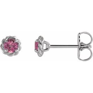 Natural Pink Tourmaline Claw-Prong Rope Earrings (Style 87550)