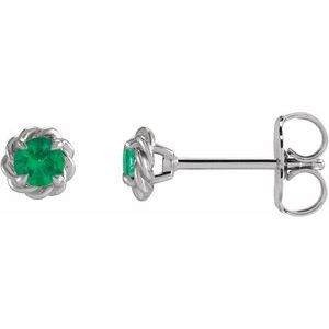 Natural Emerald Claw-Prong Rope Earrings (Style 87550)