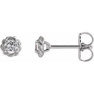 Natural White Sapphire Claw-Prong Rope Earrings (Style 87550)