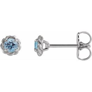 Aquamarine Claw-Prong Rope Earrings (Style 87550)