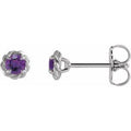 Natural Amethyst Claw-Prong Rope Earrings (Style 87550)