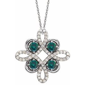 Natural Alexandrite And 1/6 Ctw Natural Diamond Necklace (Style 86368)