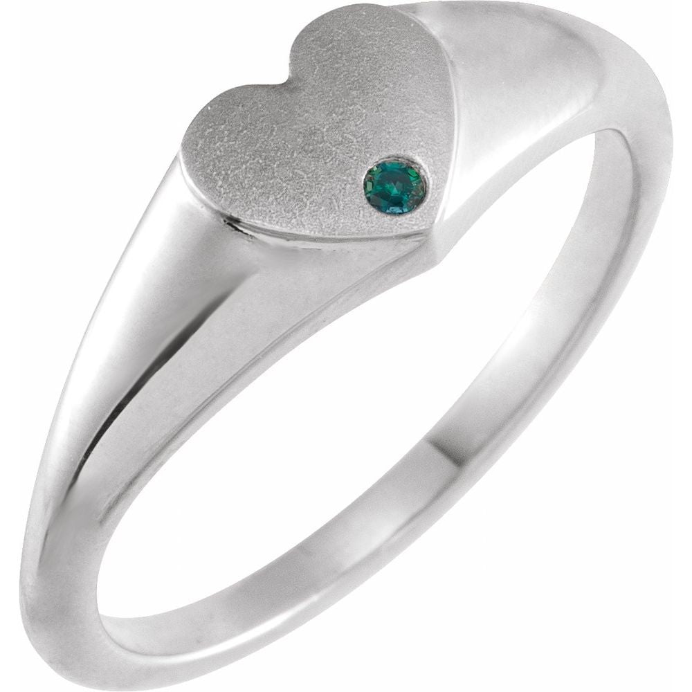 Natural Alexandrite Heart Signet Ring (Style 72181)
