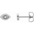 14K White Gold Evil Eye Earrings