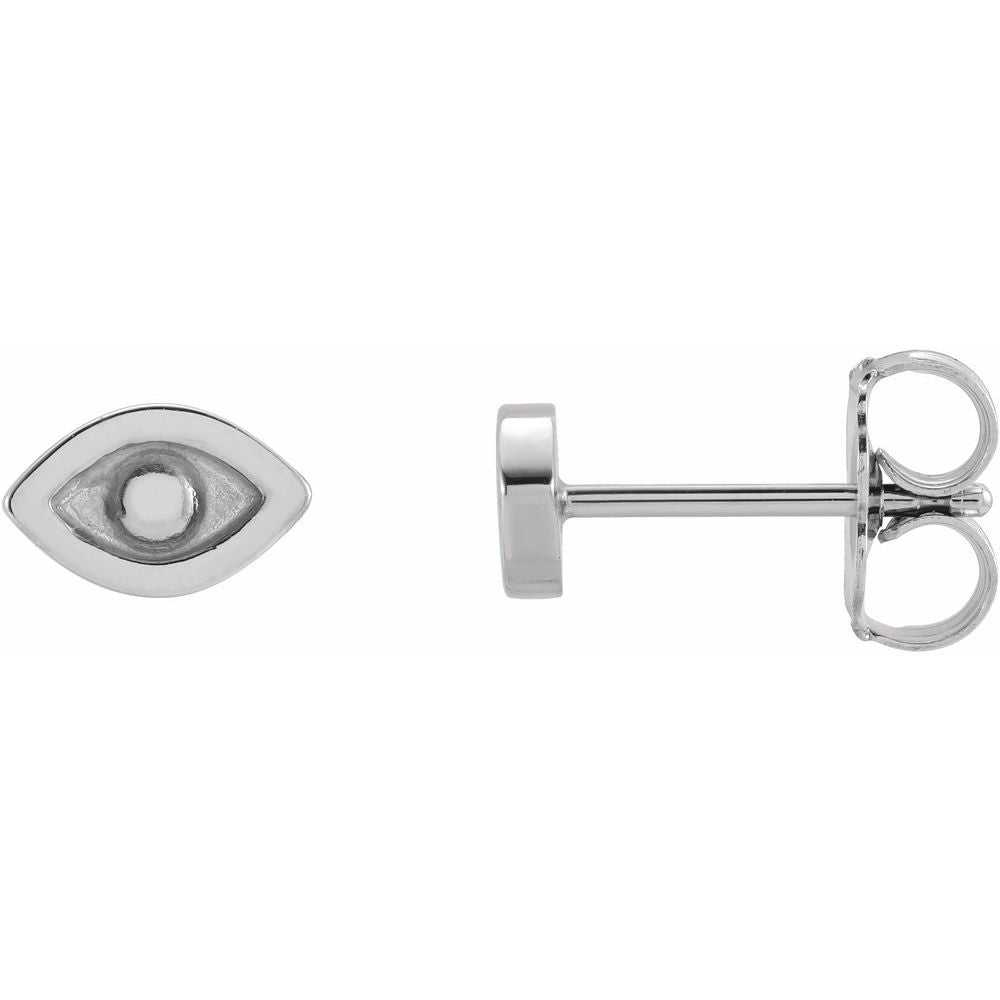 14K White Gold Evil Eye Earrings