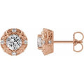 Natural White Sapphire And 1/6 Ctw Natural Diamond Earrings (Style 87135)