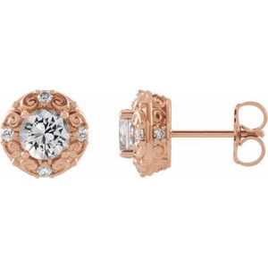 Natural White Sapphire And 1/6 Ctw Natural Diamond Earrings (Style 87135)