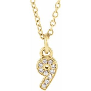 .04 Ctw Natural Diamond Petite Pave Number Adjustable Necklace (Style 653718)