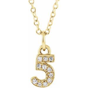 .04 Ctw Natural Diamond Petite Pave Number Adjustable Necklace (Style 653718)