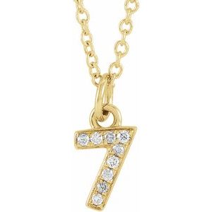 .03 Ctw Natural Diamond Petite Pave Number Adjustable Necklace (Style 653718)