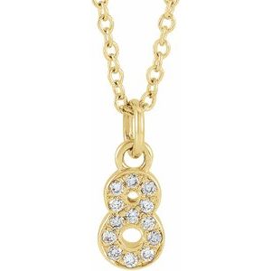 .05 Ctw Natural Diamond Petite Pave Number Adjustable Necklace (Style 653718)